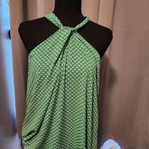 Adrianna Papell Green and White Patterned Top